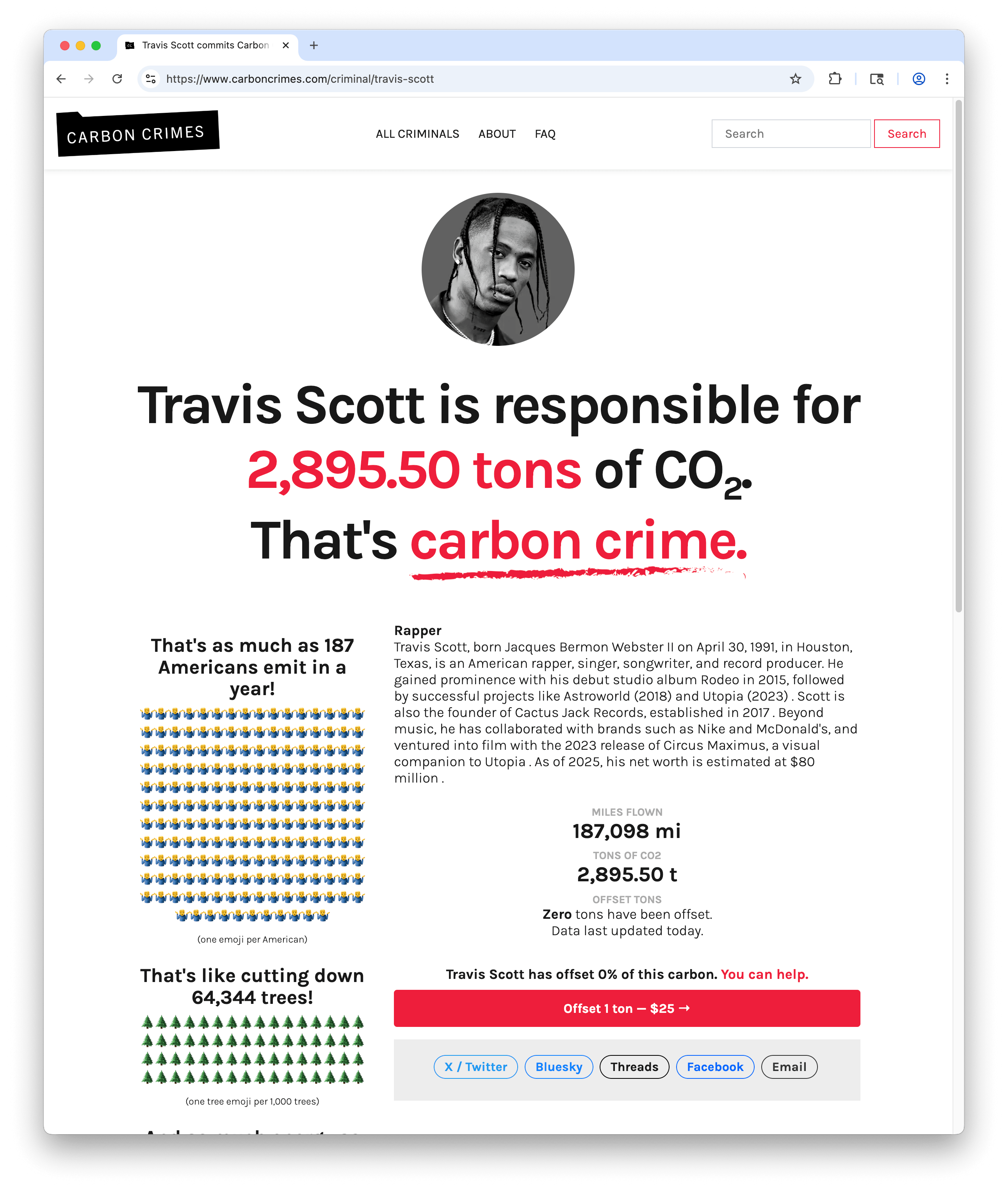 Celebrities have profiles where we track their crimes.