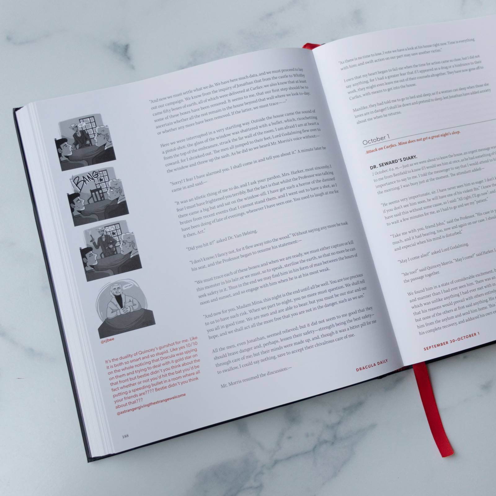 The margins are littered with jokes and memes