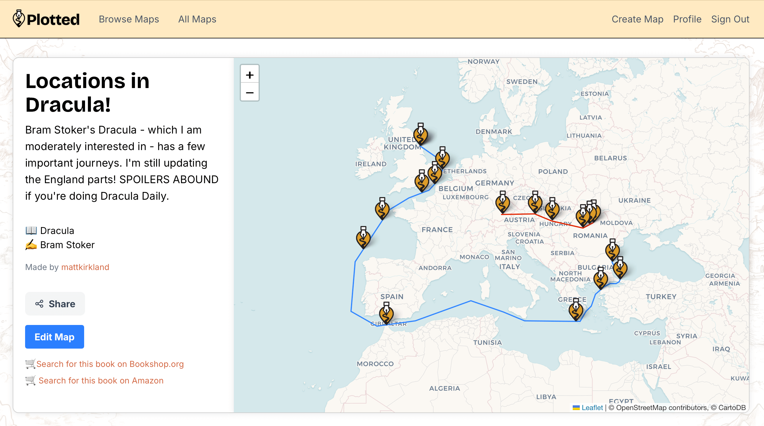 You can plot the story against a real map of the real world.
